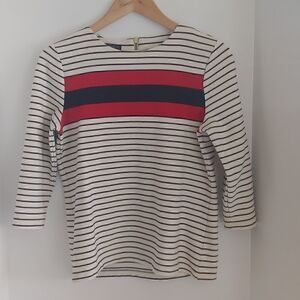 Talbots Petites 3/4 sleeve Striped Knit Top Navy Blue, Red, and White Size MP